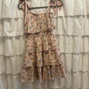 Floral Tiered Pink Dress